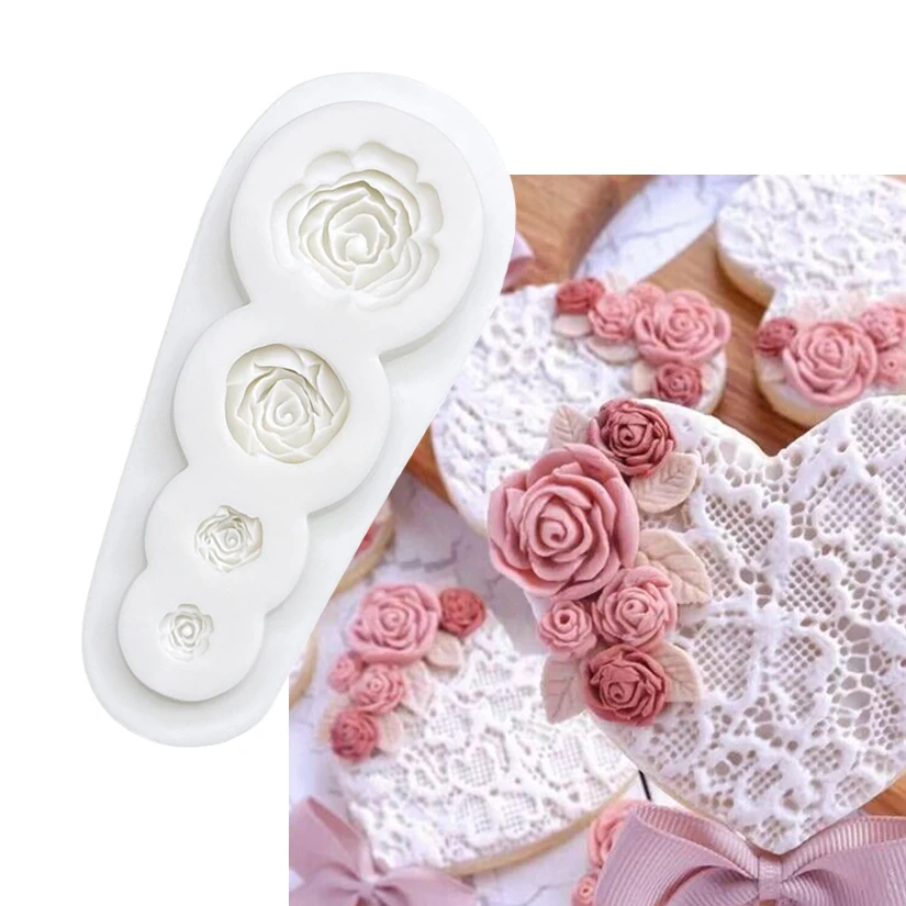 Flower Rose Silicone Sugarcraft Mold Resin Tools Chocolate Cupcake Baking Fondant Cake Decorating Tools