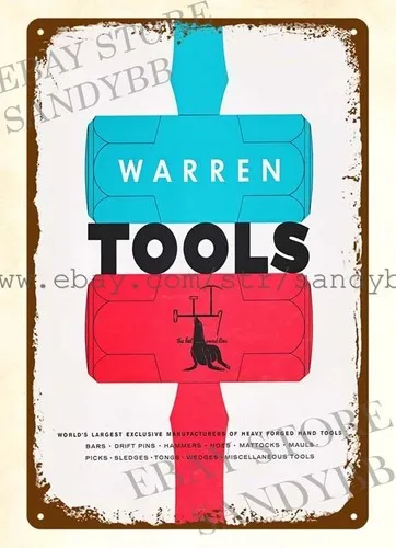 1962 Warren Tools metal tin sign latest house interior design
