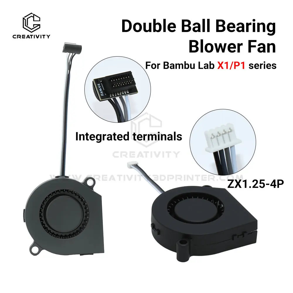 

5015 Cooling Fan for Bambu Lab X1 X1C P1P P1S Front Shell Component Cooling Drum Fan Dual Ball Bearing Rapid Silent Blower Fan