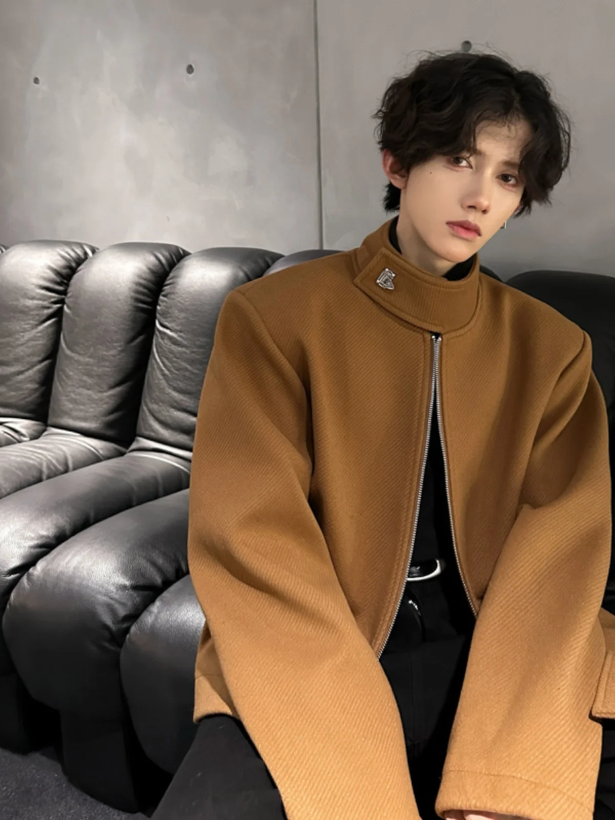 

Ретро американское ort шерстяное пальто мужское модное свободное пальто с подплечниками молодежное пальто заводская осенне-зимняя верхняя одежда