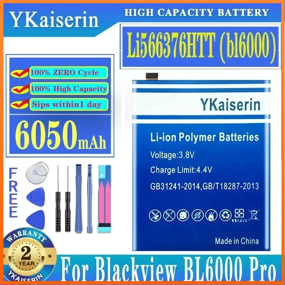 6050mAh YKaiserin  Li566376HTT (bl6000) Replacement Battery for Blackview BL6000 Pro BL6000Pro Bateria Batterie Warranty 2 Years