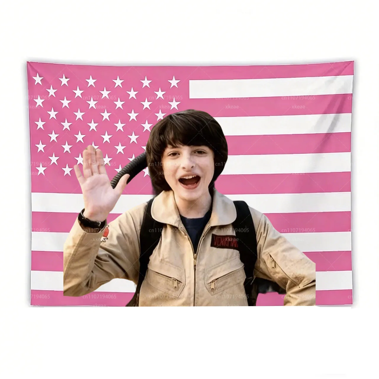 Will Byers Tapestry Pink American Flag Wall Hanging Noah Schnapp Character Poster Fan Room Decor