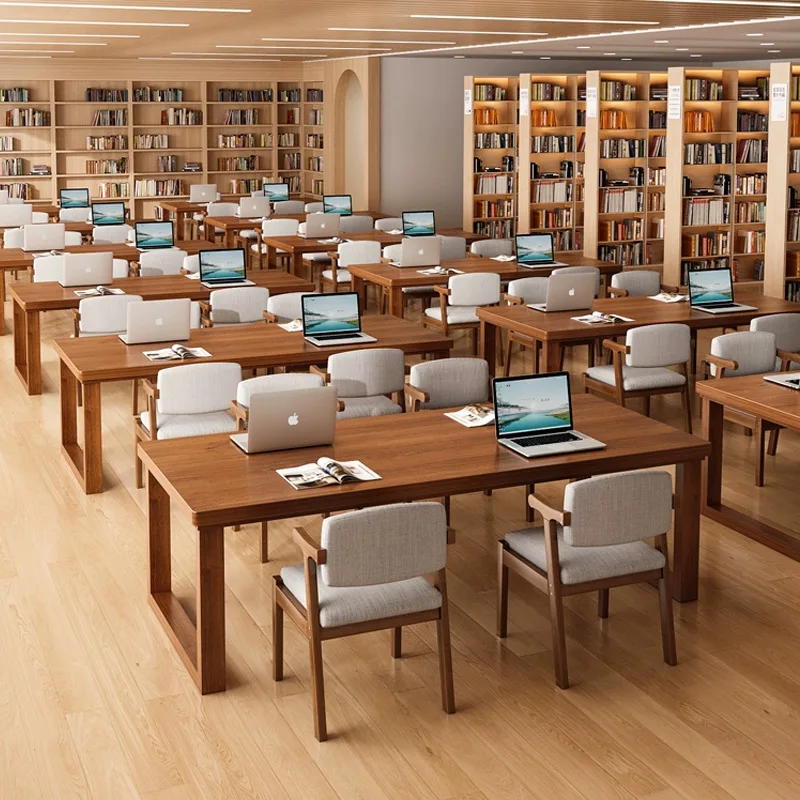 

Library Study Desk Reading Room Long Table Workbench Student Self Study Table for School Home