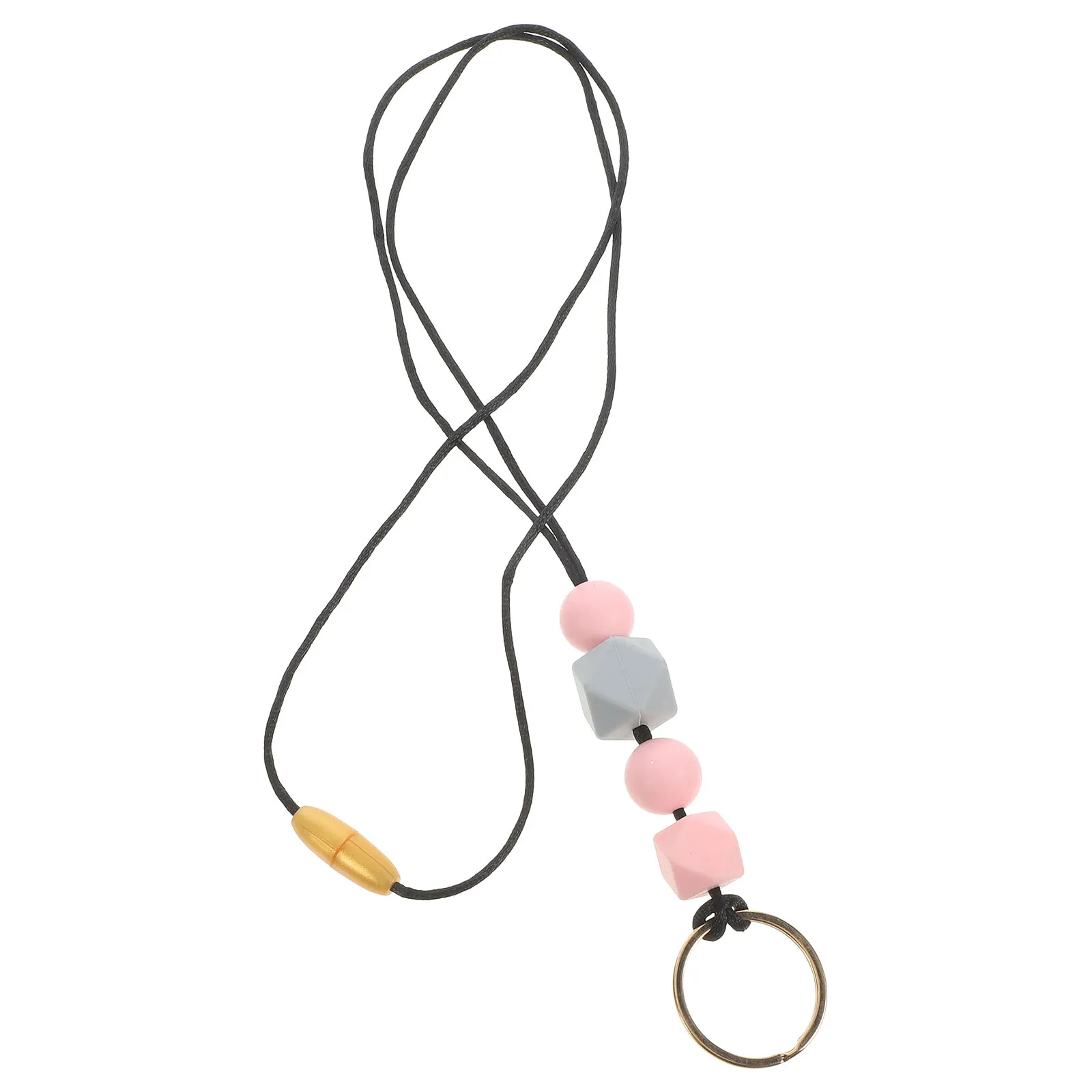 

Metal Ring Beaded Lanyard Student Key Phone Strap Wooden Lanyards for Id Badges