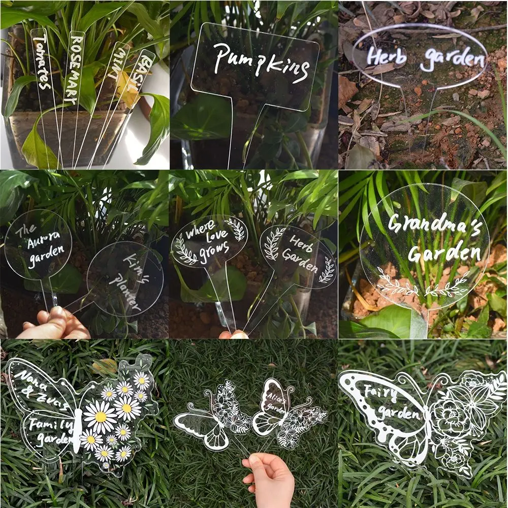 Acrylic Gardening Labels Semi-transparent Tshape Butterfly Plant Classification Markers Horticultural Planting Gardening Tools