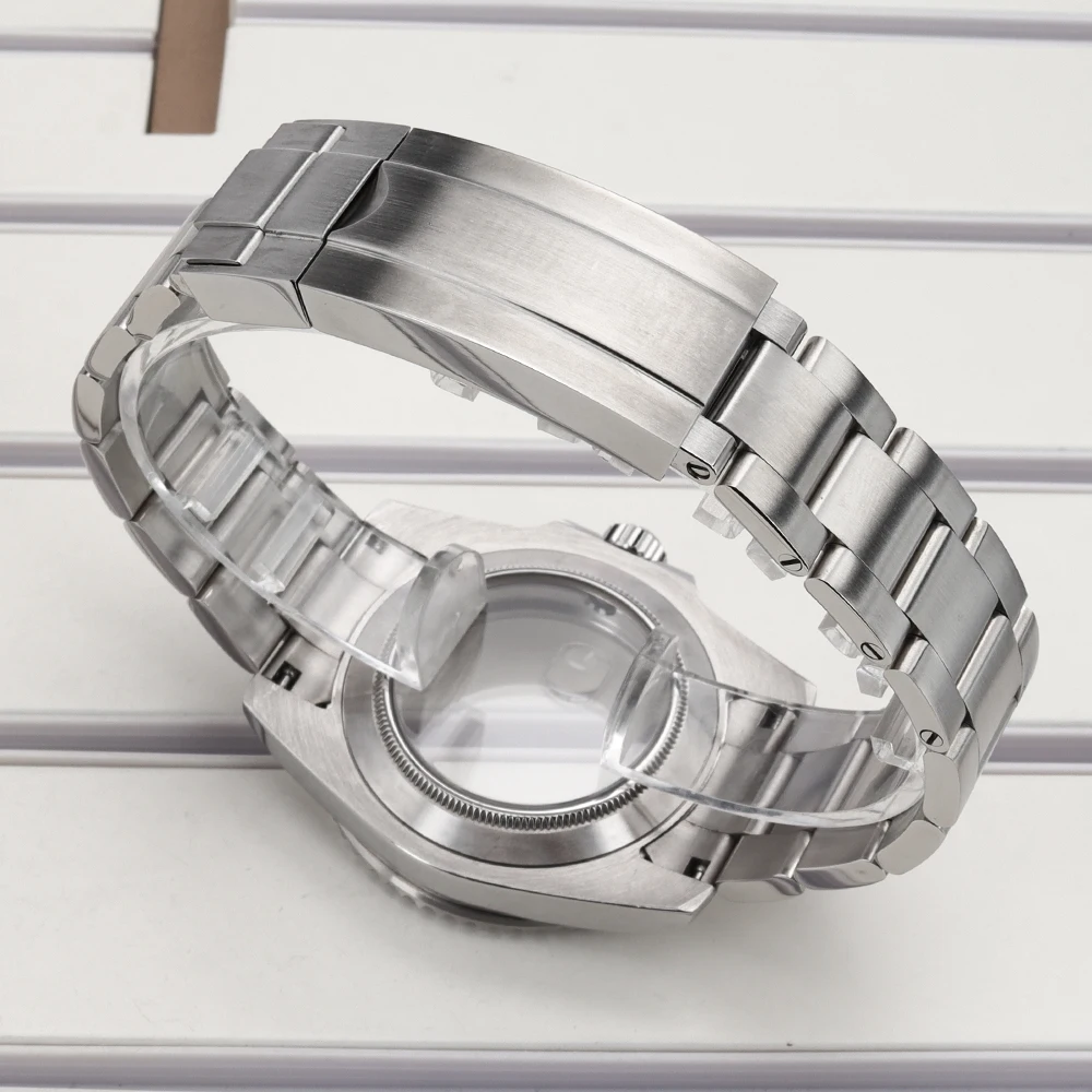 40mm NH35 Gehäuse Saphir für GMT SUB Yacht NH34 NH35 NH36 4R 7S Miyota8215 DG2813 ETA2824 Gebürstetes Oyster-Armband 2813 Uhrengehäuse – Detail 8