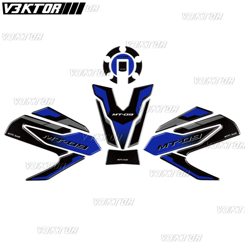 3D Resin Tank Pad Sticker Motorcycle Fuel Tank Protection Decal For MT 09 MT09 MT-09 2024