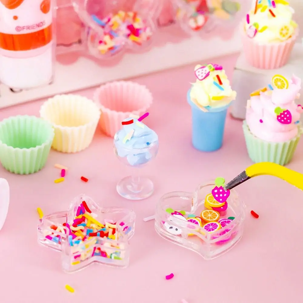 10pcs/Set Cartoon Simulation Cream Ice Cream Dessert Making DIY Handmade Cake Model Cream Glue Small Parts Play House Toy Girls