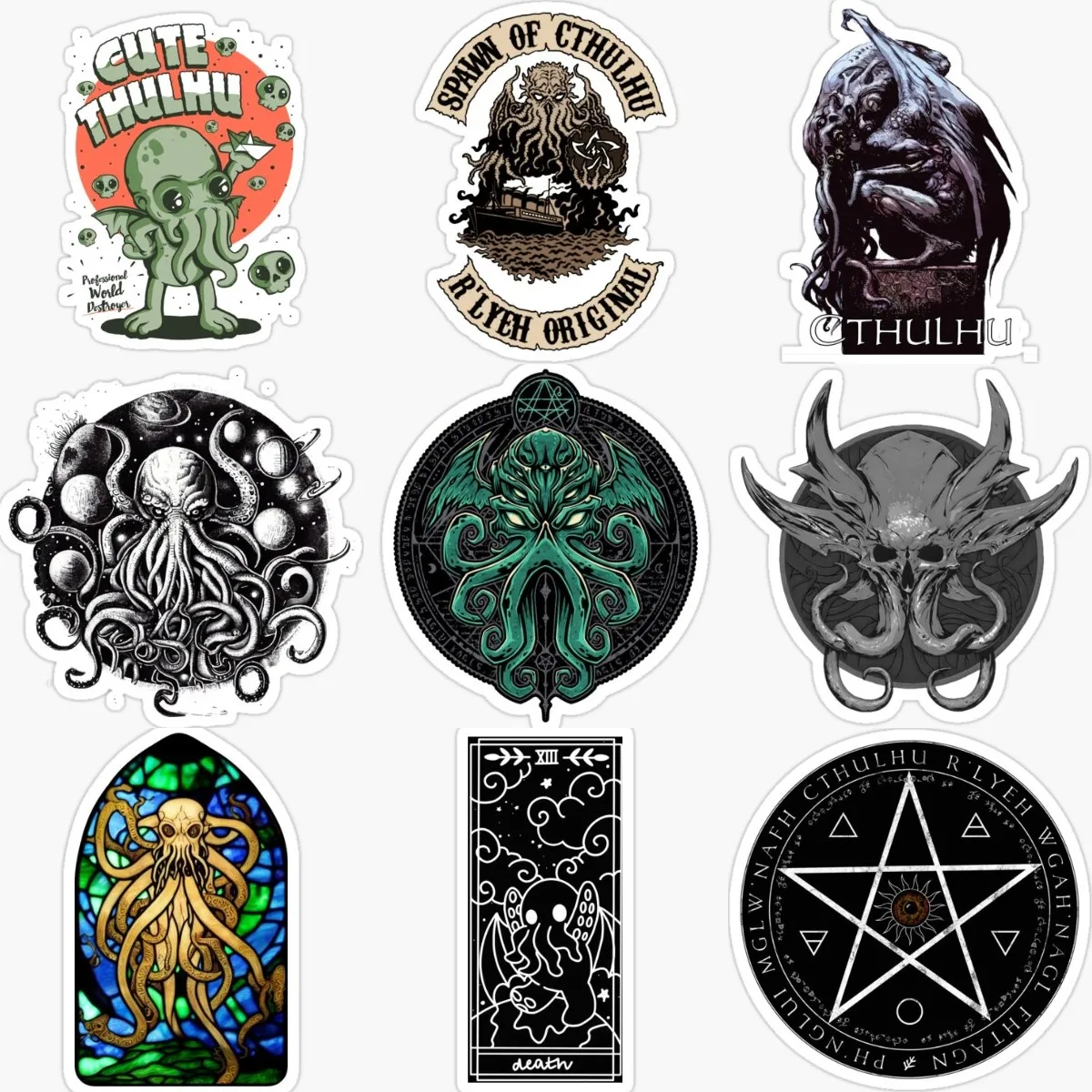 Creative Cthulhu Great Old Ones Octopus Monster PVC Sticker for Decorate Wall Car Truck Bicycle Off-road Helmet Bumper Decal