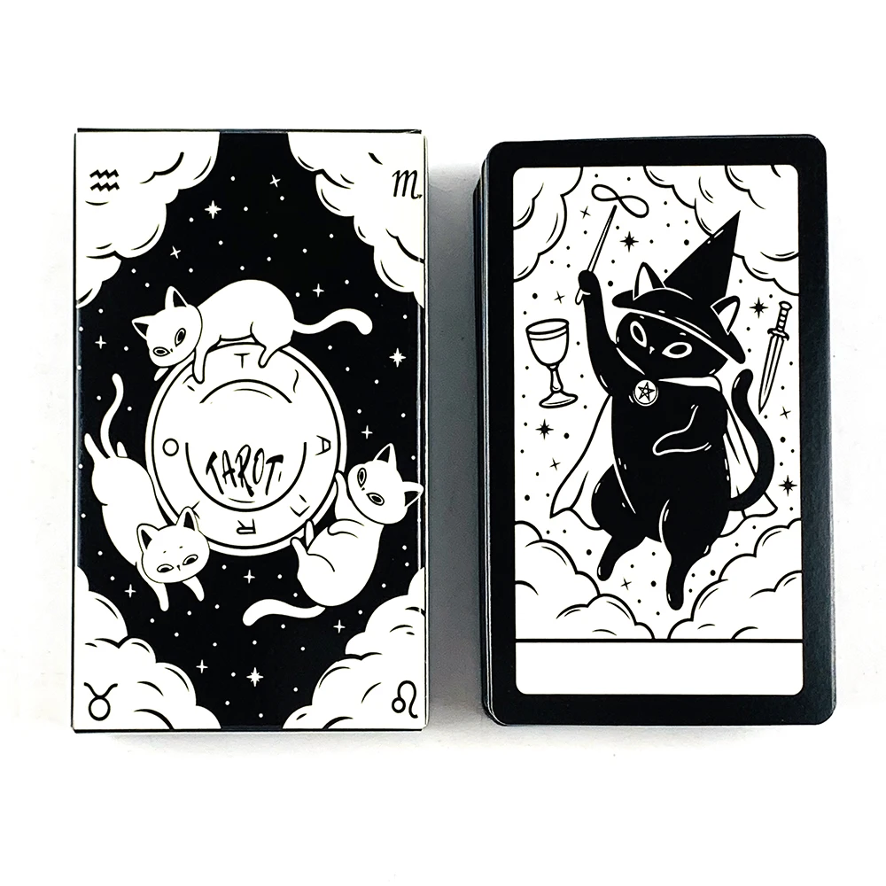 Tarot Cards A 78 Cute Cat Deck Oracle English Visions Divination Edition Borad Playing Games,Party Games Cards For Family