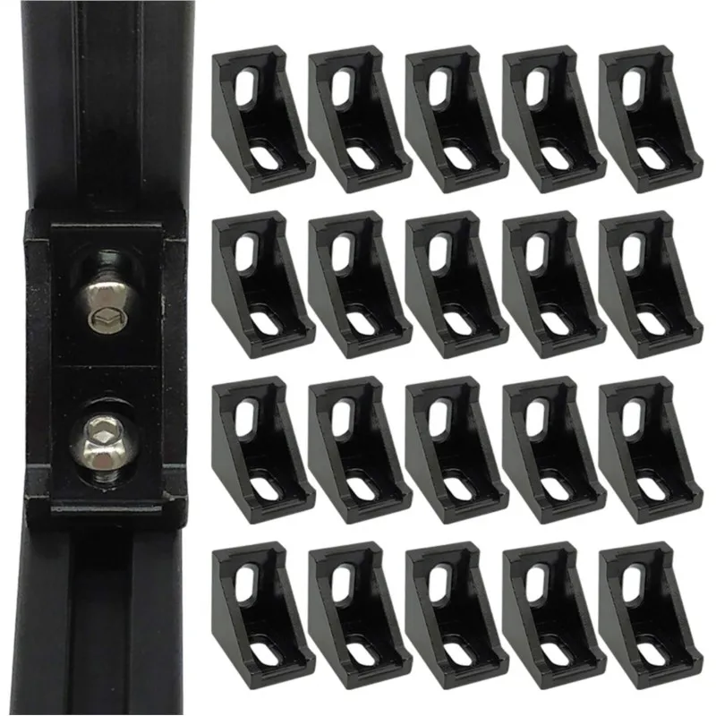20pcs 20x28 Angle Bracket Right Angle 2020 Series Connector 2 Hole Aluminum Bracket for Aluminum Extrusion Profile with Slot 6mm