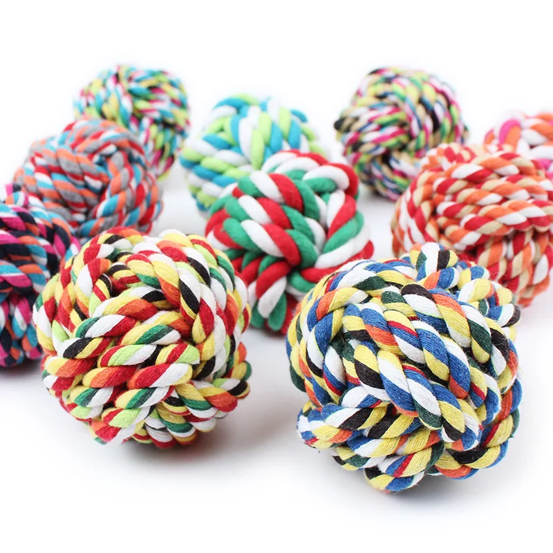 Dog rope ball Color cotton rope ball Pet chew ball Dog interactive toy Cotton Teeth cleaning Play chew toy Dog favorite