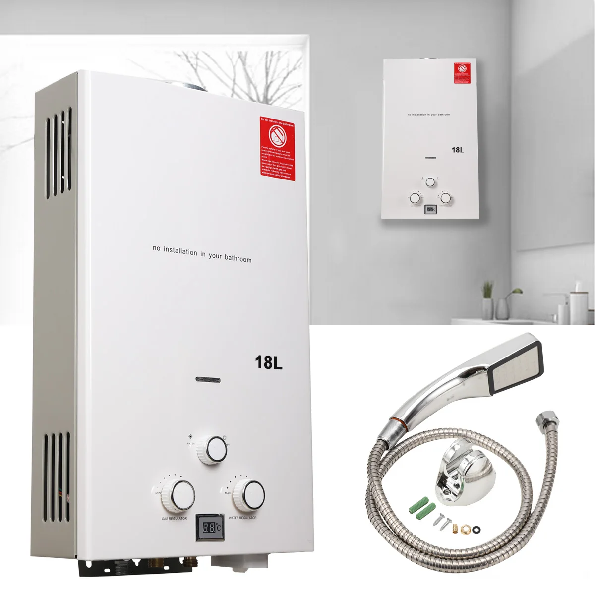 Boiler Instant Gas Boiler Propaan Gas Boiler 6-18L Huishoudapparatuur Kachels Outdoor Camping Met Douchekop kit