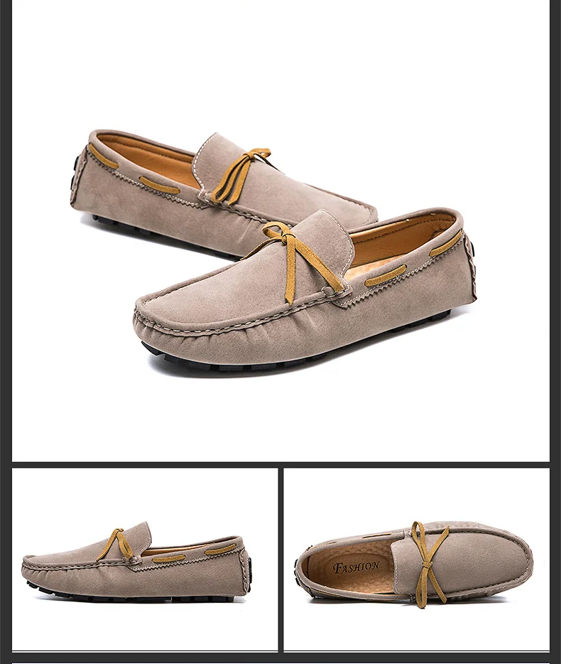Handgefertigte Loafer in Übergröße für Paare, trendige, lässige Slipper im britischen Stil, Fahrschuhe, extra breit, Schuhe aus Wildleder. – Detail 25