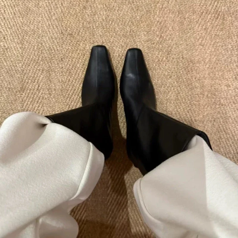 

Aneikeh/2026, зимние женские ботильоны с острым носком, винтажная дизайнерская обувь на низком каблуке, лаконичная обувь из мягкой кожи, современные женские боты