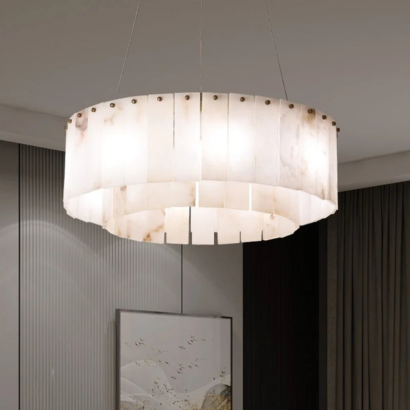 Marble Brass Modern Ceiling Chandelier New Chinese Home Decoration Designer Luxury Chandelier Villa Restaurant Chandelier