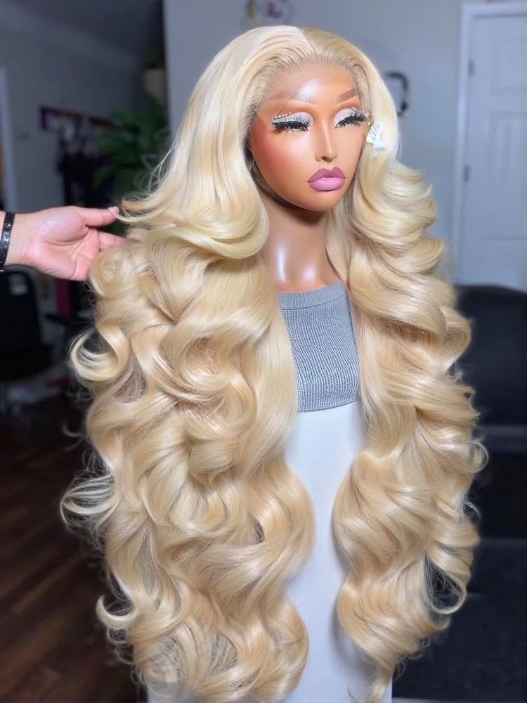 

Светлые парики из натуральных волос 613 Blonde Body Wave, 250% плотность, 13x6 HD Lace Frontal, 38-40 дюймов, медового цвета, с кружевной застежкой, для чернокожих женщин.