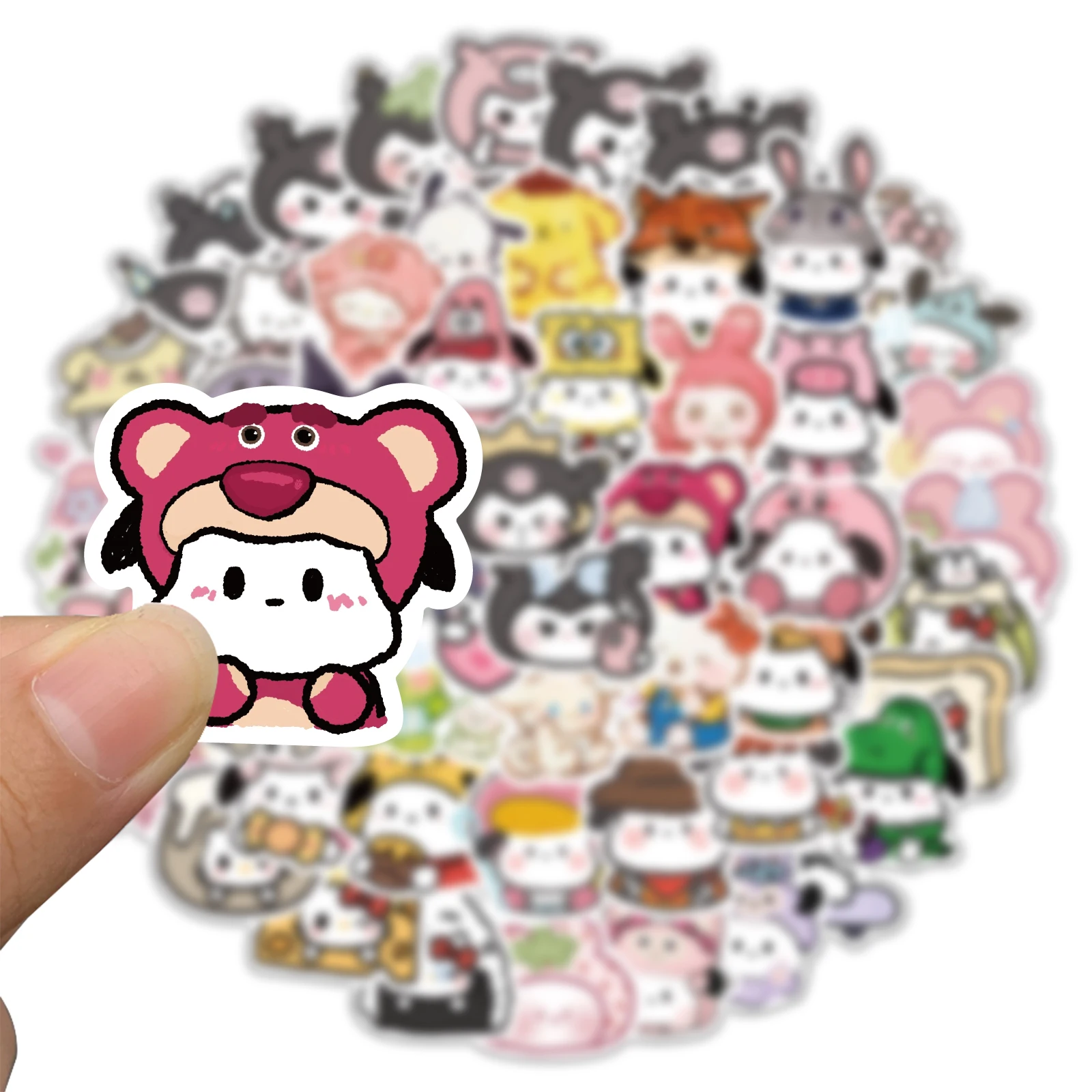 10/30/56PCS Cute Sanrio Crayon Style HelloKitty My Melody Kuromi Stickers Cartoon Decoration Decal Toy DIY Phone Wall Car Laptop