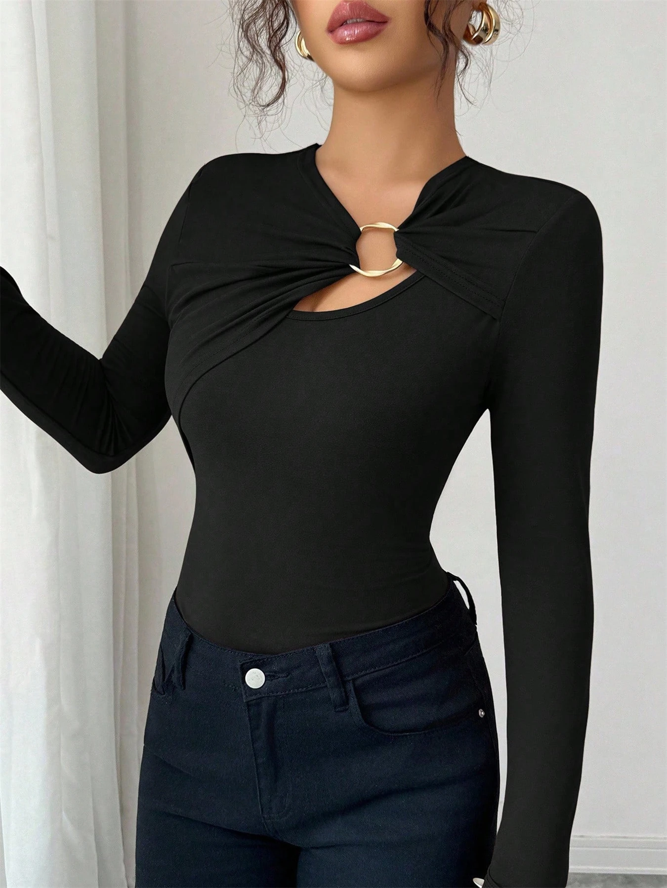 Asymmetrische Hohl Design Schl – Winter Yoga Clothing Bewertung und Preis