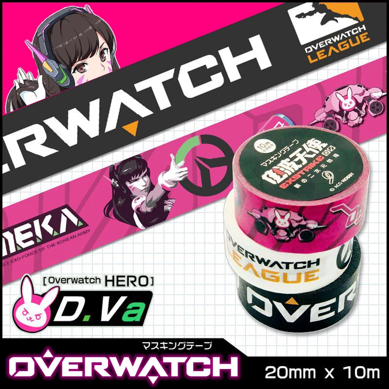 

2cm X 10m Overwatch2 Dva Logo Washi Tape Premium Exclusive Design Aesthetic Stationery for Guitar Envelope Skateboard Decoration