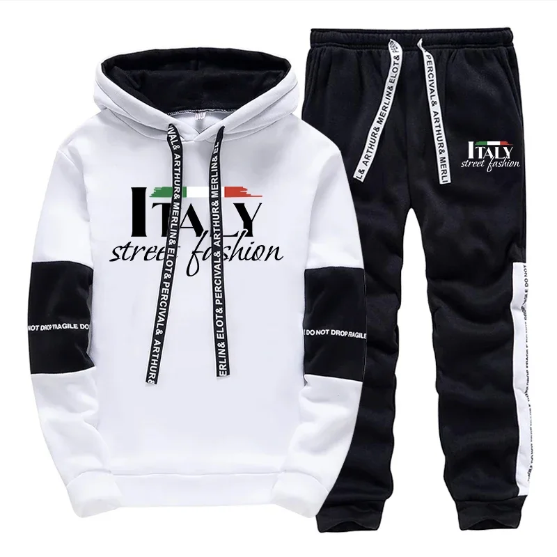 

Mens Tracksuit Print Casual Sweatshirts Sweatpants 2 Pcs Set Autumn Winter Sportswear Suit Outdoors Sports Jogging Mens Clothing