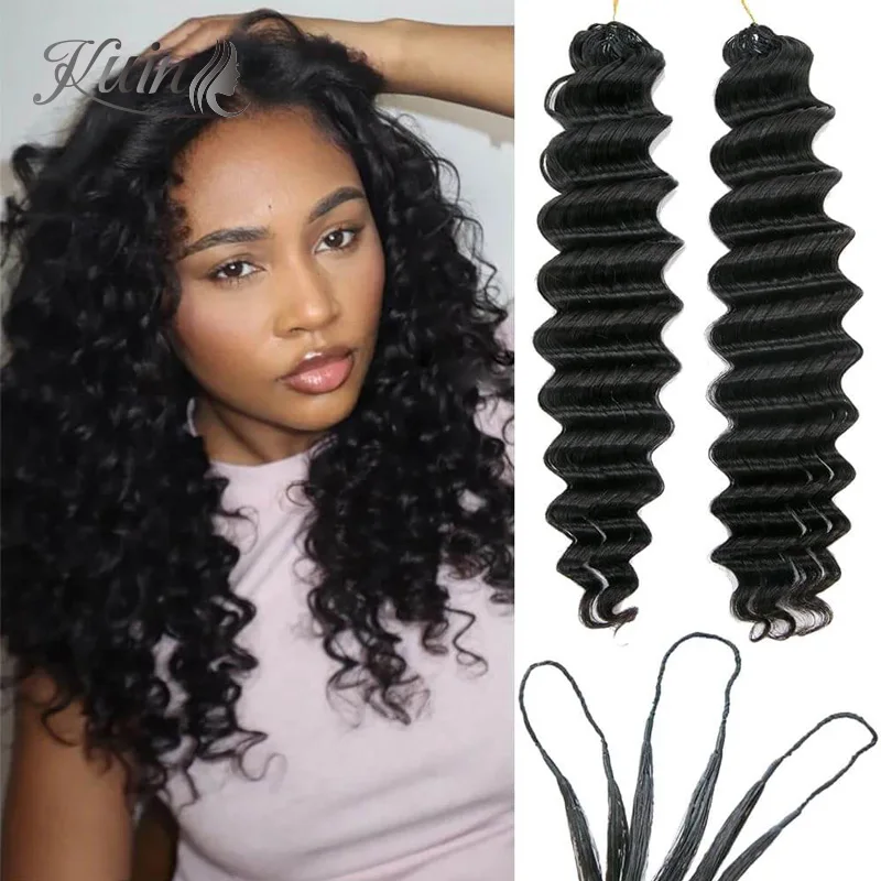 

Deep Wave Crochet Pre-Separated Human Hair 100% Human Hair Extensions Feather Curly Crochet Human Hair Knotless Crochet Hair