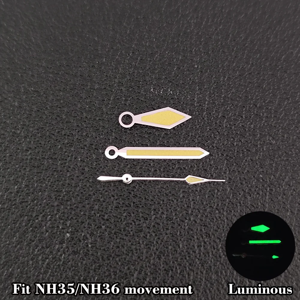 Fit NH32 NH36 ETA 2836 2824 Miyota 8205 8215 movement Watch Hands Green Luminous Watch Hands hollow out Watch Hands