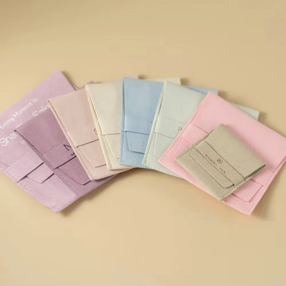50pcs Microfiber Velvet Gift Bags 10x10cm with Compartment Customizable Logo Jewelry Packaging Dust Pouches for Wedding Party