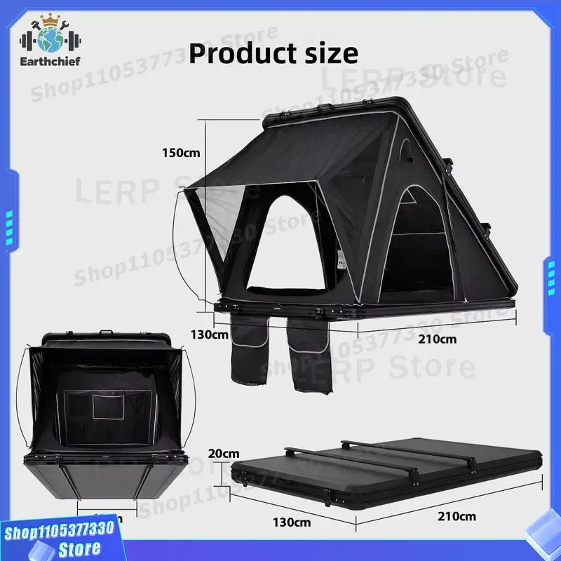 Aluminum Alloy Triangular Roof Tent for SUV Off Road Vehicle Hard Top Easy Installation Fast Setup Camping Gear Outdoor
