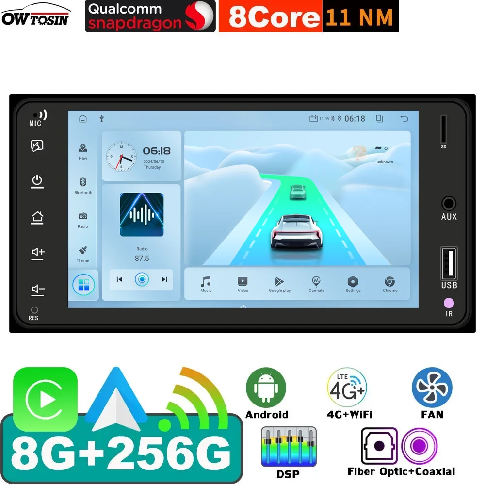 

4G WiFi 7862 8+256G Car Radio GPS 7 Inch Full Touch Screen For Toyota Universal 2din USB Auto CarPlay Stereo Head Unit Bluetooth