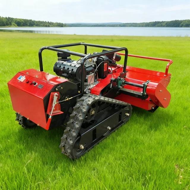 Heavy Duty 4-Stroke 190cc DIY Industrial Remote Controlled Tracked Lawnmower 80CM Cutting Width for