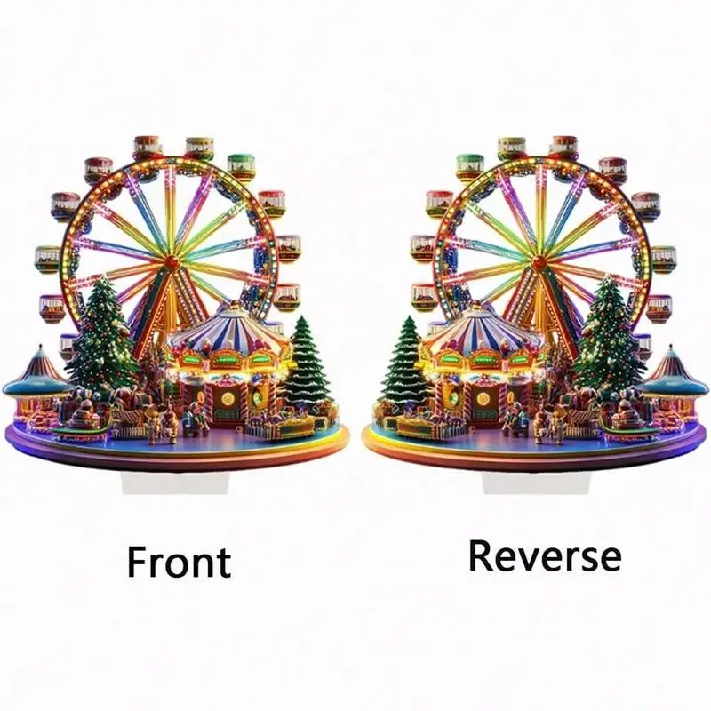 Ferris Wheel Ornament For Desk Acrylic Ferris Wheel Shelf Ornaments 2D Desktop Ferris Wheel Decor Christmas Table shelf Decor