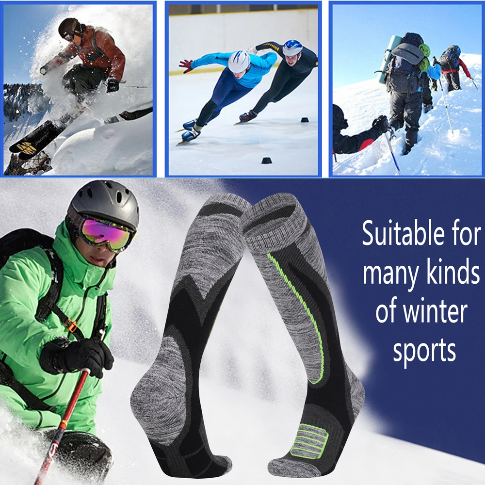 1 Pair Winter Warm Thickening Ski Stockings Hiking Socks For Women Men Anti-Cold Skiing Outdoor High Sports Stockings