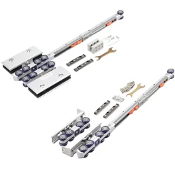 1Set Top Hung Wooden Glass Sliding Door Roller Hardware Kit Two Ways Dampered