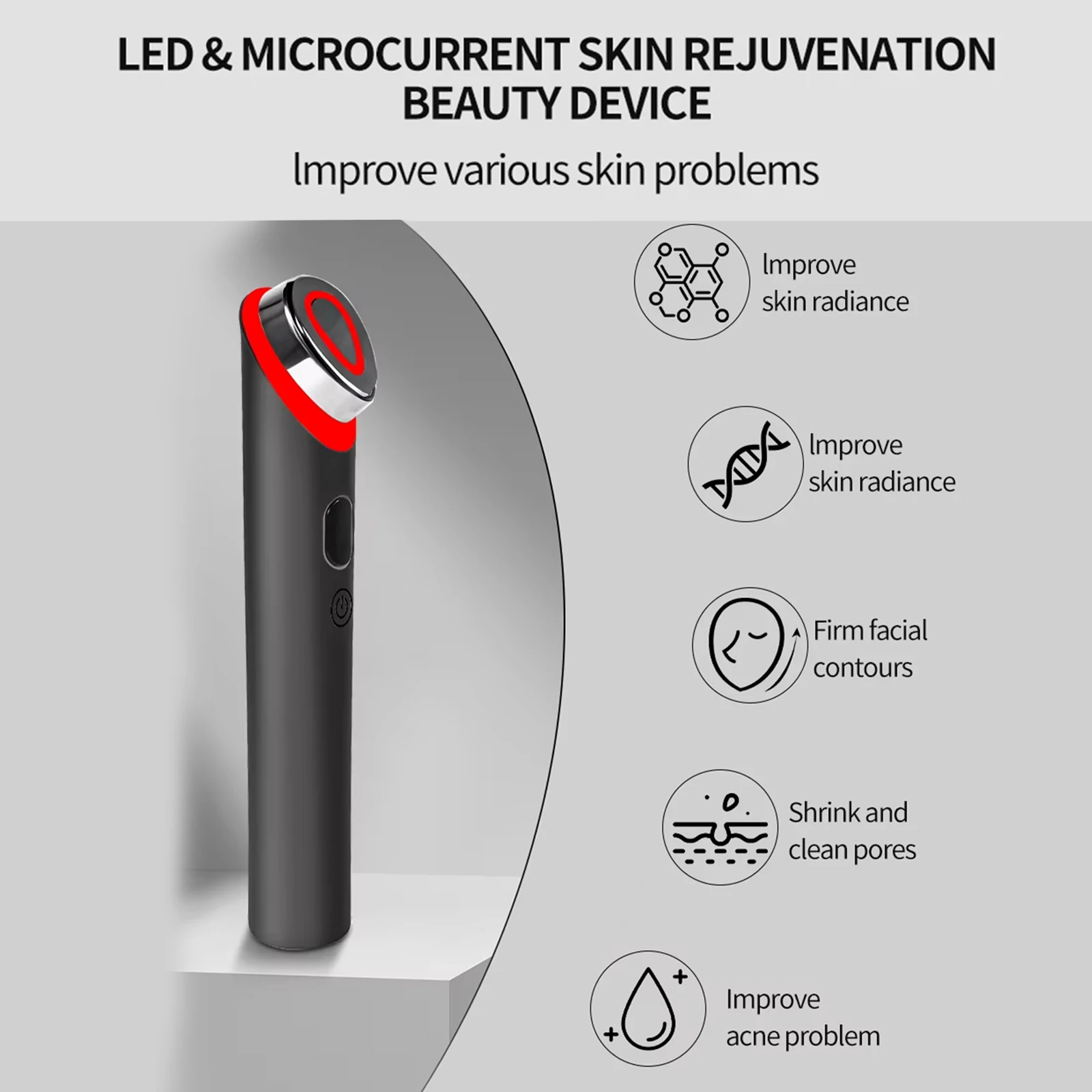 NOWY 7-kolorowy Booster Pro LED do terapii światłem na twarz, różdżka do pielęgnacji oczu, masażer oczu z czerwonym światłem, narzędzie do pielęgnacji skóry i odmładzania z niebieskim światłem