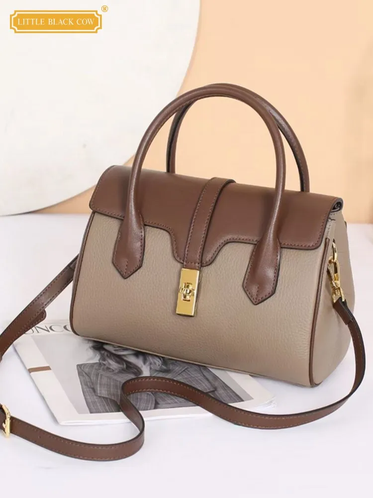 

Офисная женская элегантная разноцветная модная сумка в стиле ретро из воловьей кожи, женская сумка через плечо с ремешком, сумки через плечо