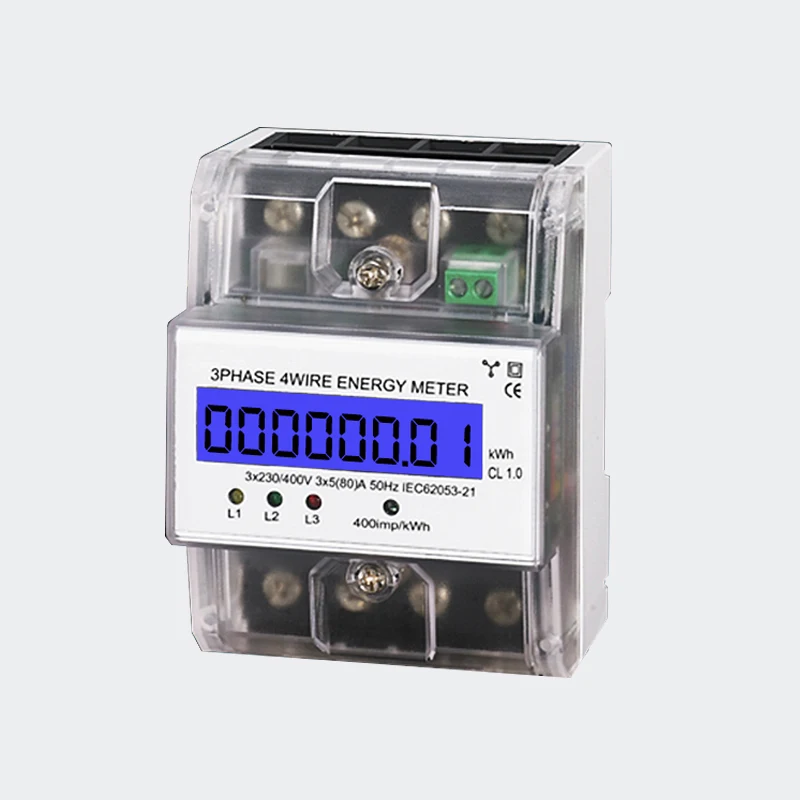 Din type 3 phase 4 wire energy meter transparent shell LCD display 3x230V/400V 3x5(80)A Din kwh meter