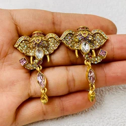 Vintage Little Elephant Temperament Colorful Rhinestone Earrings Women's Jewelry Party Accessories
