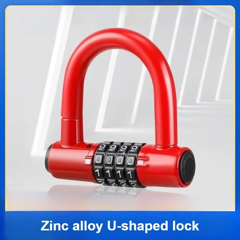 Useful 4 Digit Code Bicycle Security Lock U Shape Anti Theft Bicycle Lock Password Lock Bicycle Lock for Outdoor Riding Suppies