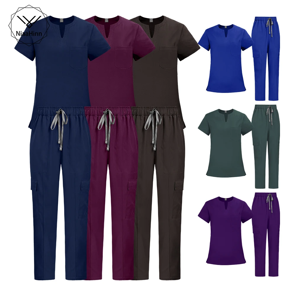 roupas-de-trabalho-elasticas-de-secagem-rapida-atacado-uniformes-cirurgicos-mulher-uniforme-de-enfermeira-multicolorido-estetica-dentaria-conjunto-de-calcas-retas