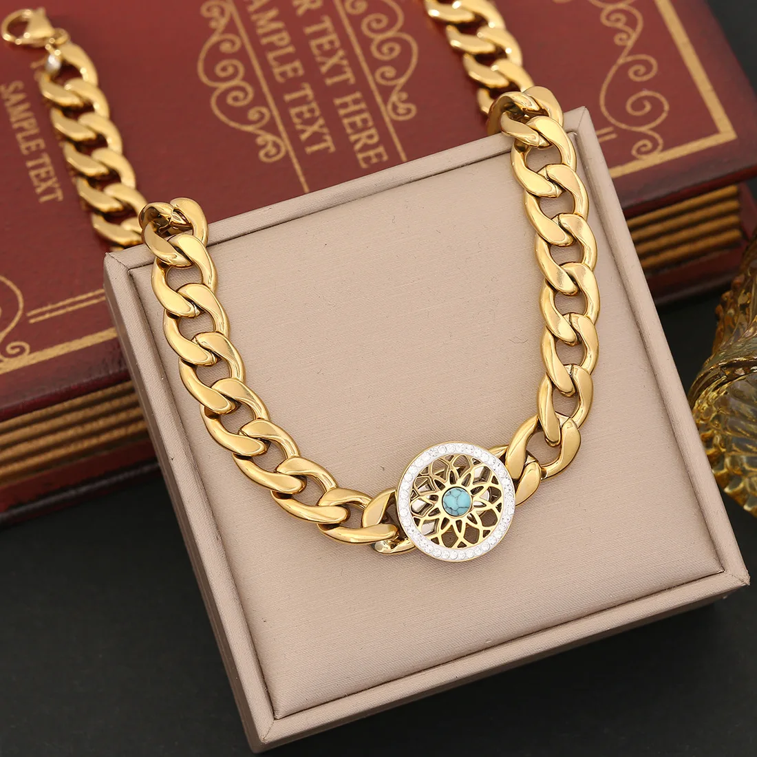 316L Stainless Steel New Fashion Fine Jewelry Set Punk Style Zircon Heart Pearl Charm Chain Choker Necklaces Bracelets For Women