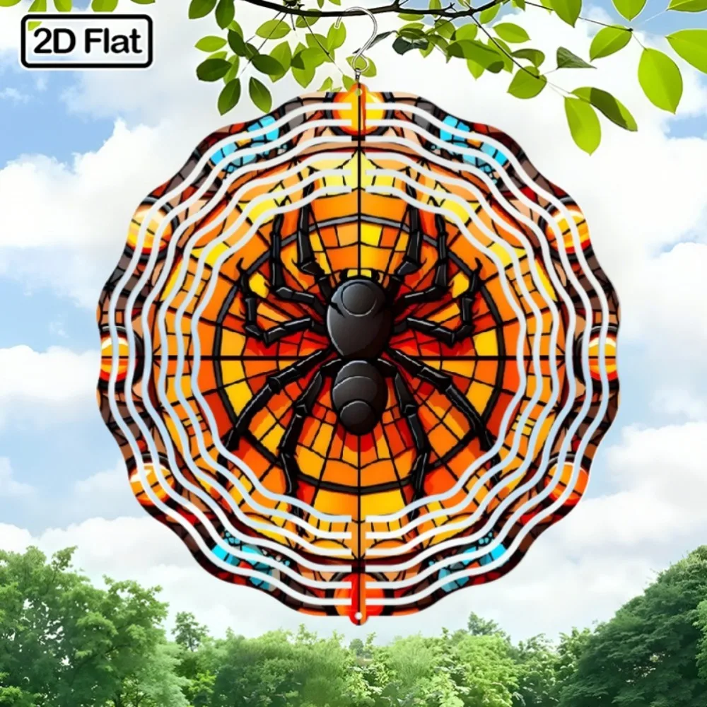 

Bohemian Rotating Wind Chime Spider Web Wall Art Gothic Metal Decor Unique 360 Hook Gift