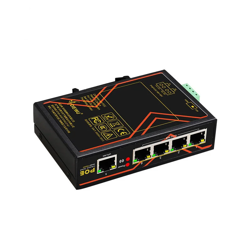 5 Cổng POE Switch 10/100Mbps Cấp Công Nghiệp Nhanh Switch DIN Đường Sắt Loại Mạng