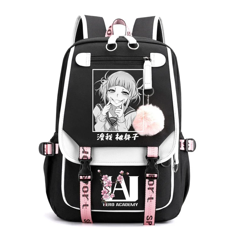 My Anime Cartoon Himiko Toga Bookbag chłopiec dziewczęcy różowy plecak Boku No Hero Academia podróżny plecak na laptopa