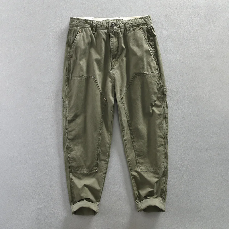 

Khaki Harem Pants for Men 2023 Spring New Male Prue Cotton Oversized Elastic Waist Trousers Smart Casual Daily Cargo