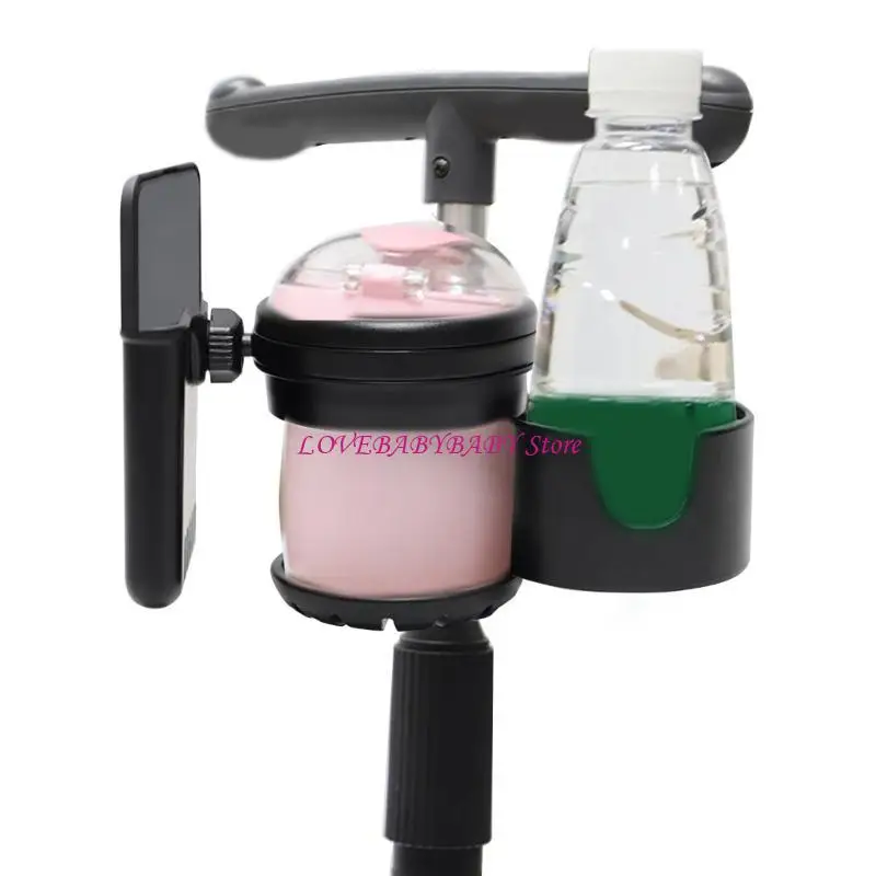 Secure & Adjustable Cup Holder with Phone Holder Bottle Stand for Pram & Bike 4XBC
