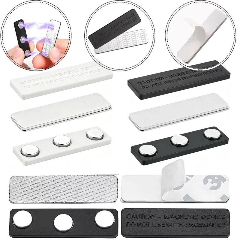10/20/30Pcs Strong Magnetic White Black Name Tag Badge Metal Fastener ID Card Durable Attachment Holder, for Name Display Holder