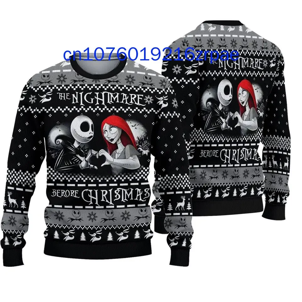 Jack Skellington Nightmare Before Children's Christmas Ugly Sweater 3D Printed Cute Round Neck Boys and Girls Ugly Sweater