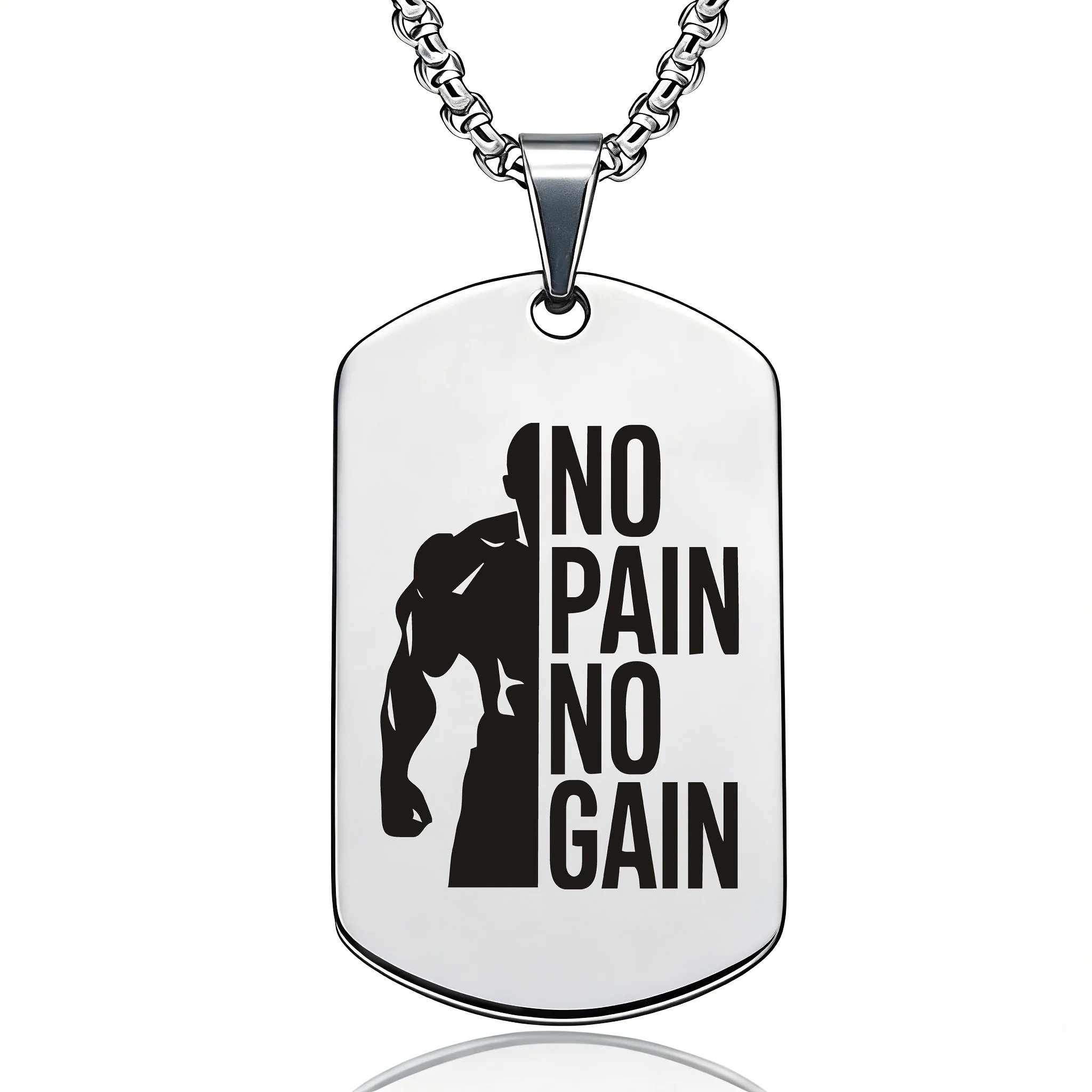 Collier pendentif gravé en acier inoxydable avec silhouette de bodybuilder, bijou de sport motivant pour l'entraînement, cadeau