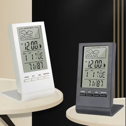 Wireless Thermometer Hygrometer Gauge Indicator Weather Station Electronic Temperature Humidity Monitor Clock for Indoor Outdoor